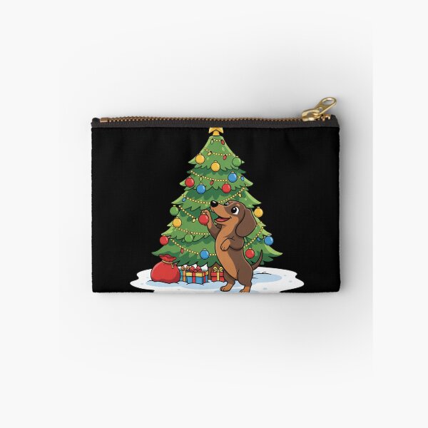Item preview, Grumpy dachshund wearing a Santa hat with crossed paws designed and sold by KLSproduct.