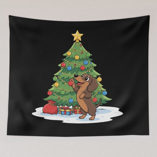 Item preview, Grumpy dachshund wearing a Santa hat with crossed paws designed and sold by KLSproduct.