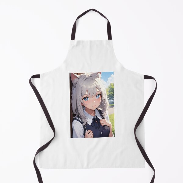 Item preview, Mokuda Notori: Cute White-Haired Cat Girl School Uniform Portrait designed and sold by iloveanimechibi.