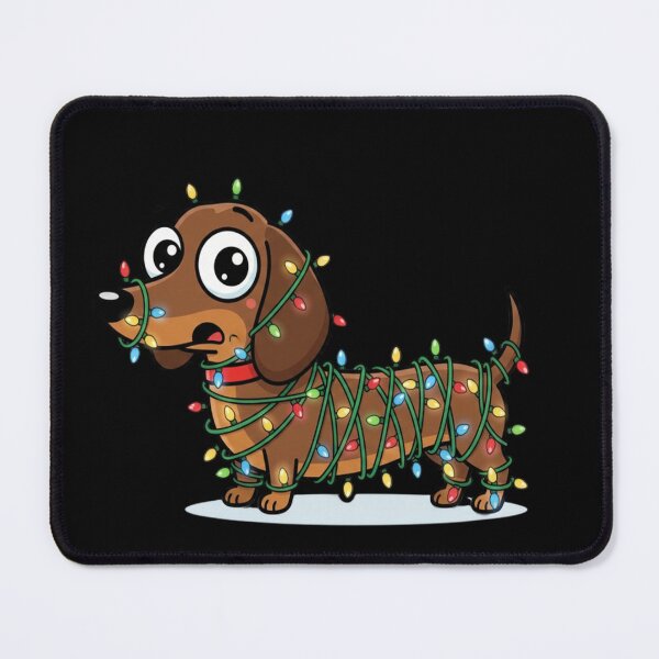 Item preview, Funny long dachshund wrapped in colorful Christmas lights from head to tail designed and sold by KLSproduct.