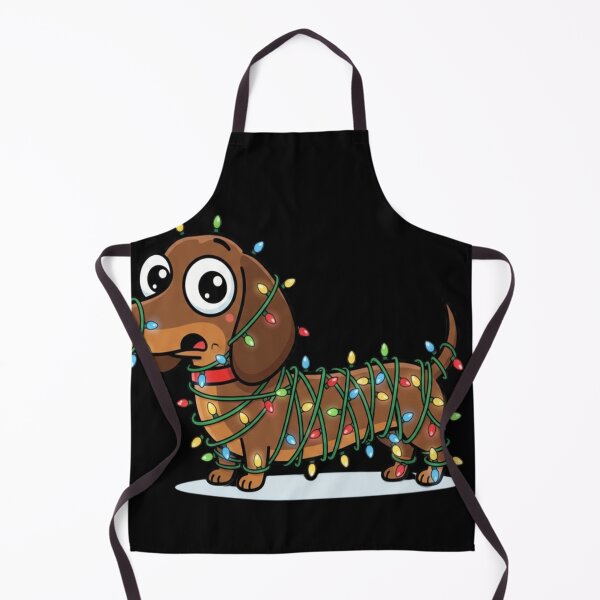Item preview, Funny long dachshund wrapped in colorful Christmas lights from head to tail designed and sold by KLSproduct.