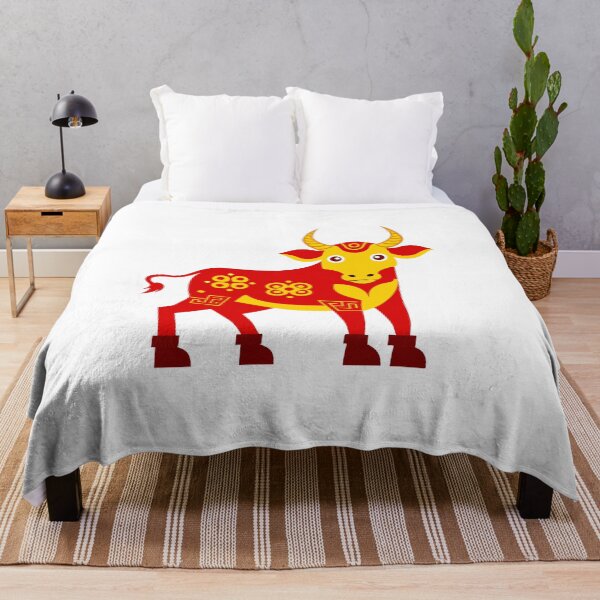 Item preview, Decorative Chinese Zodiac Ox Illustration in Red and Gold designed and sold by Jirada.