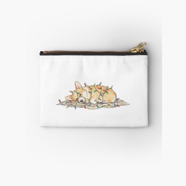 Item preview, Christmas Corgi Tangled in Holiday Lights Illustration designed and sold by EEDICRAF.