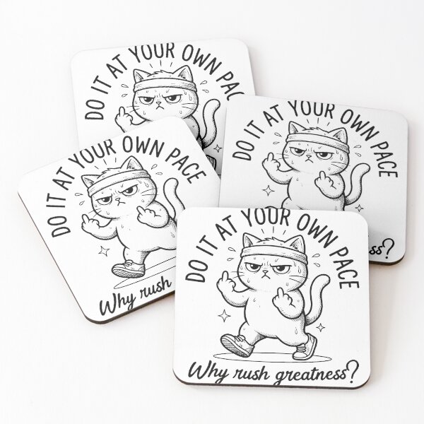 Item preview, Do It At Your Own Pace - Funny Rude Middle Finger running Workout Cat designed and sold by AdyKurniawan.