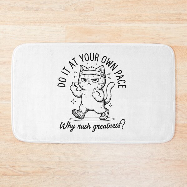 Item preview, Do It At Your Own Pace - Funny Rude Middle Finger running Workout Cat designed and sold by AdyKurniawan.