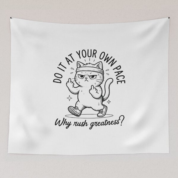 Item preview, Do It At Your Own Pace - Funny Rude Middle Finger running Workout Cat designed and sold by AdyKurniawan.