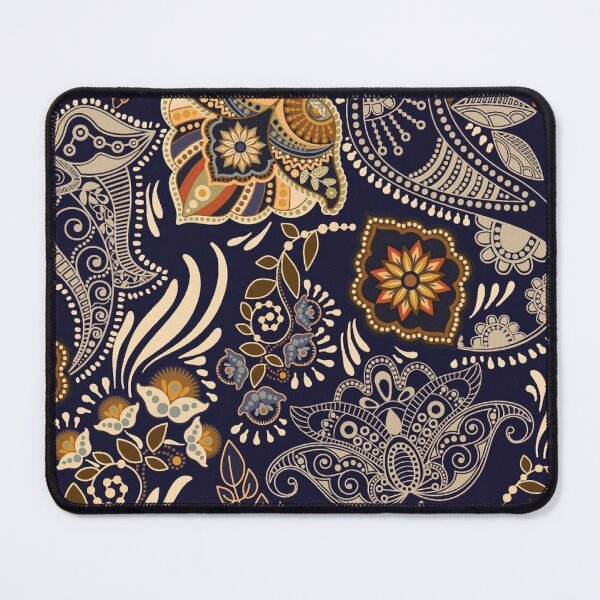 Item preview, Batik-Midnight Gold Bohemian Paisley Floral Pattern designed and sold by weserscs.