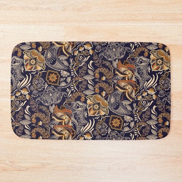 Item preview, Batik-Midnight Gold Bohemian Paisley Floral Pattern designed and sold by weserscs.