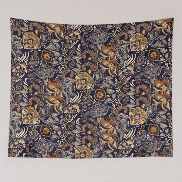 Item preview, Batik-Midnight Gold Bohemian Paisley Floral Pattern designed and sold by weserscs.