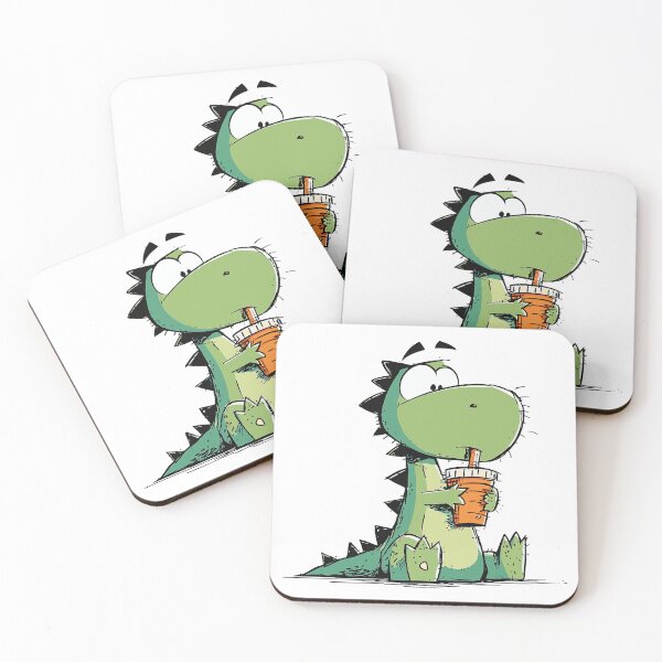 Item preview, Cute Baby Dinosaur Holding a Sippy Cup Cartoon Drawing designed and sold by LD ART.