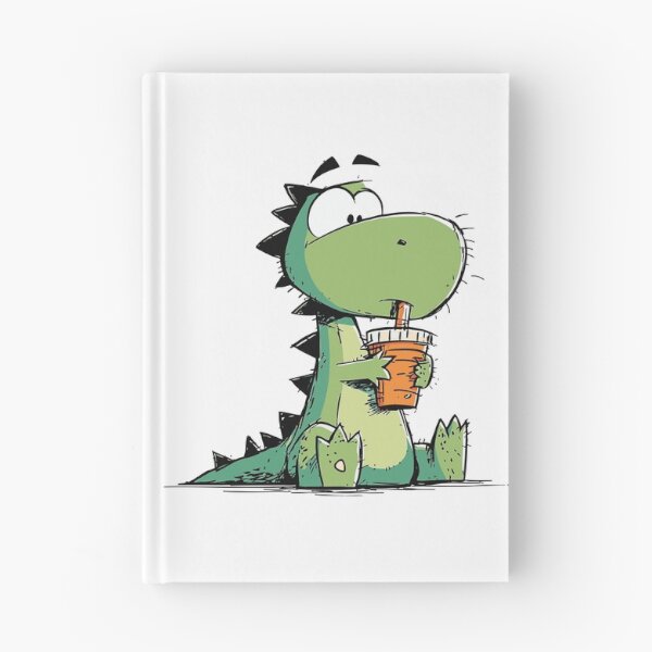 Item preview, Cute Baby Dinosaur Holding a Sippy Cup Cartoon Drawing designed and sold by LD ART.