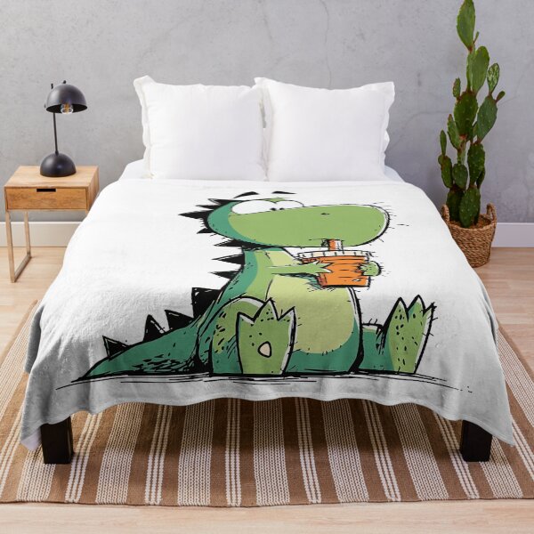 Item preview, Cute Baby Dinosaur Holding a Sippy Cup Cartoon Drawing designed and sold by LD ART.