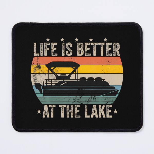 Item preview, Vintage Life Is Better At The Lake Retro Boating Pontoon designed and sold by ovallwfparid.