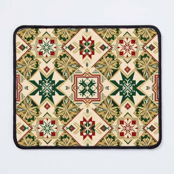 Item preview, Luxury Art Deco Christmas Pattern | Geometric Holiday Design | Red Green Gold on Cream for T-Shirts, Stickers, Wall Art, Wrapping Paper & More designed and sold by DesignWorld8.