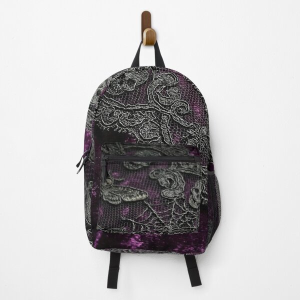 Item preview, Gothic Doily Purple Velvet - Black Lace Skulls, Moths & Webs Pattern designed and sold by SavinMercantile.