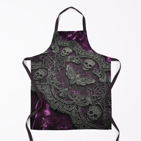 Item preview, Gothic Doily Purple Velvet - Black Lace Skulls, Moths & Webs Pattern designed and sold by SavinMercantile.