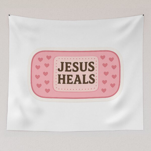 Item preview, Jesus Heals Bandage with Hearts designed and sold by jate2765.