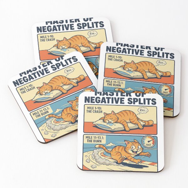 Item preview, Master of Negative Splits - Funny Half Marathon Cat Running Art designed and sold by AdyKurniawan.