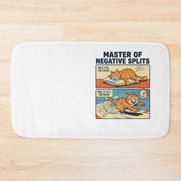 Item preview, Master of Negative Splits - Funny Half Marathon Cat Running Art designed and sold by AdyKurniawan.