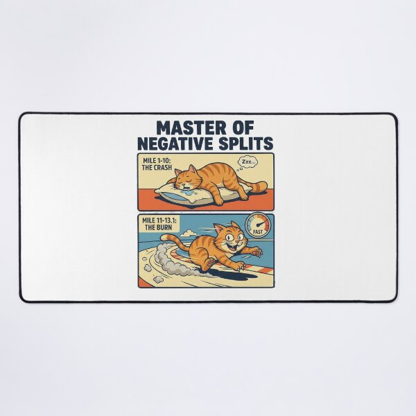 Item preview, Master of Negative Splits - Funny Half Marathon Cat Running Art designed and sold by AdyKurniawan.