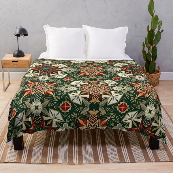 Item preview, Luxury Art Deco Christmas Pattern | Geometric Holiday Design | Red Green Gold on Dark Green for T-Shirts, Stickers, Wall Art, Wrapping Paper & More designed and sold by DesignWorld8.