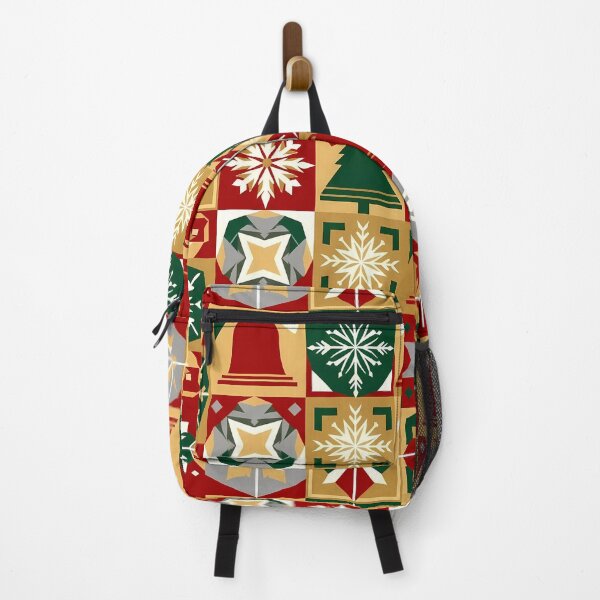 Item preview, Retro Christmas Patchwork Pattern | Mid Century Holiday Design | Red Green Gold Bells & Trees for T-Shirts, Stickers, Wall Art, Wrapping Paper & More designed and sold by DesignWorld8.