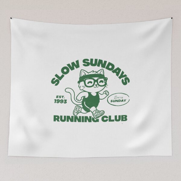 Item preview, Slow Sundays Running Club - Cute Vintage Cat Jogger Art designed and sold by AdyKurniawan.