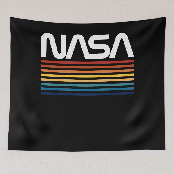 Item preview, Vintage Nerdy NASA Worm Logo Color Stripes Space Science Teacher White Text designed and sold by MathWare MathClips.