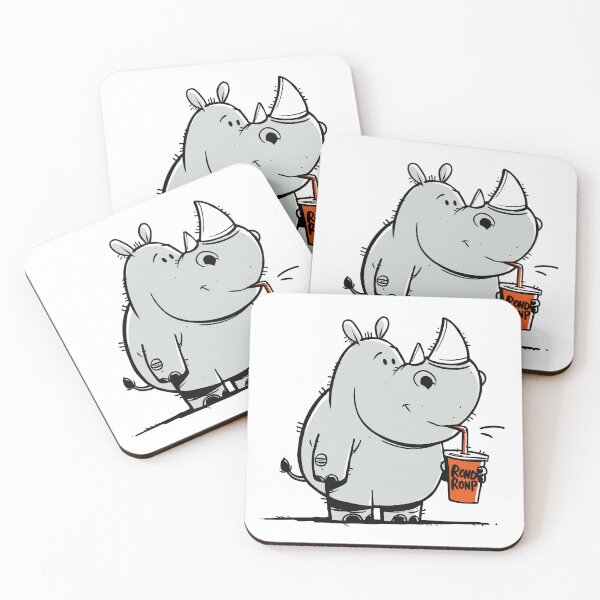 Item preview, Cute Baby Rhino Holding a Sippy Cup Cartoon Drawing designed and sold by LD ART.