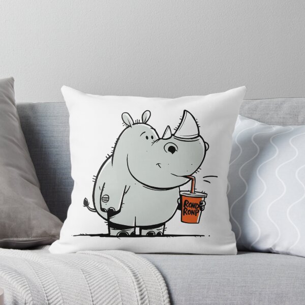 Item preview, Cute Baby Rhino Holding a Sippy Cup Cartoon Drawing designed and sold by LD ART.