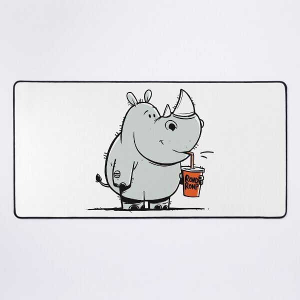 Item preview, Cute Baby Rhino Holding a Sippy Cup Cartoon Drawing designed and sold by LD ART.
