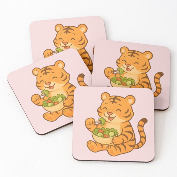 Item preview, Cute Tiger Eating Salad Sticker designed and sold by ChubbyGoong.