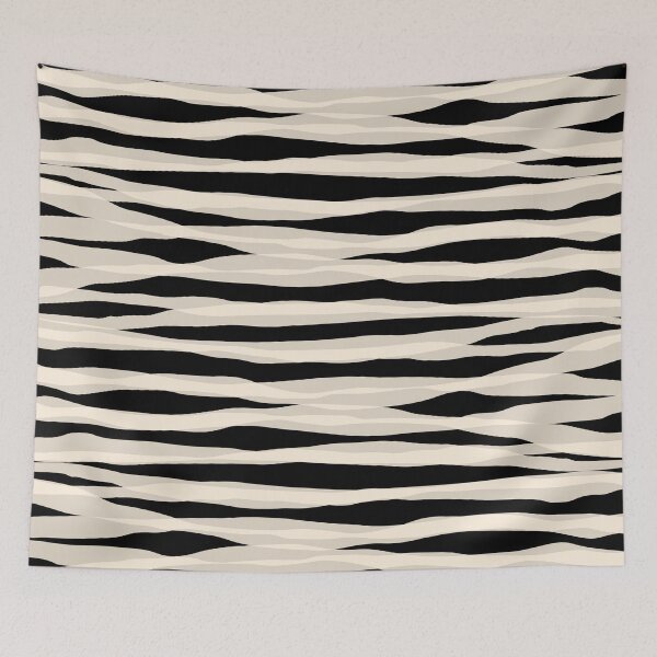 Item preview, Abstracted Organic Stripes Pattern in Black and Almond Cream designed and sold by kierkegaard.