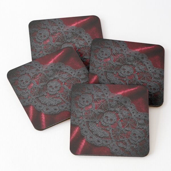 Item preview, Dark Romantic Red Velvet & Black Lace - Gothic Skull & Moth Texture designed and sold by SavinMercantile.