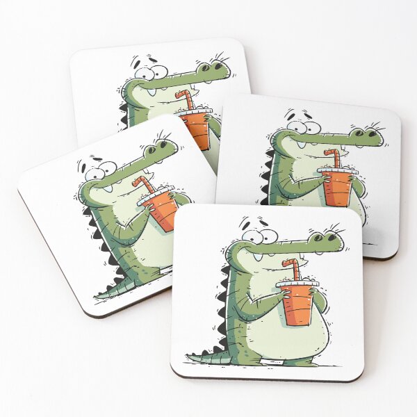 Item preview, Cute Baby Crocodile Holding a Sippy Cup Cartoon Drawing designed and sold by LD ART.