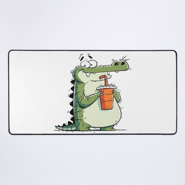 Item preview, Cute Baby Crocodile Holding a Sippy Cup Cartoon Drawing designed and sold by LD ART.