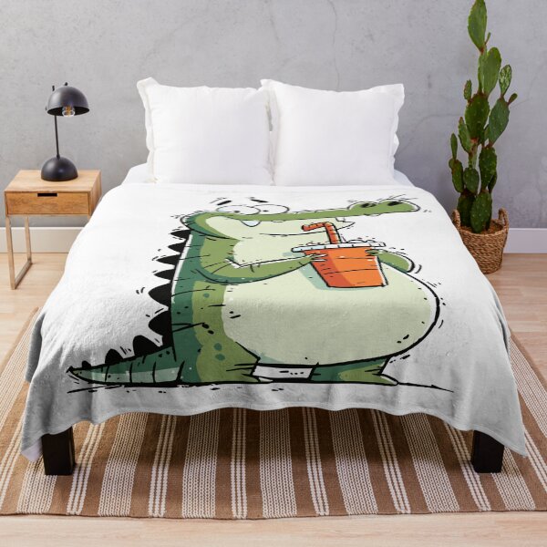 Item preview, Cute Baby Crocodile Holding a Sippy Cup Cartoon Drawing designed and sold by LD ART.