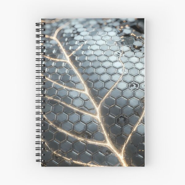 Item preview, Futuristic Silver Gray Hex Grid on Leaf Motif – Clean Tech Texture (image size 7840x11680) designed and sold by Digital-Davinci.