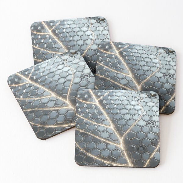 Item preview, Futuristic Silver Gray Hex Grid on Leaf Motif – Clean Tech Texture (image size 7840x11680) designed and sold by Digital-Davinci.