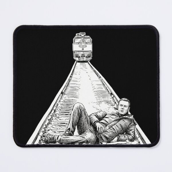 Item preview, Man Smoking on Train Tracks with Oncoming Train designed and sold by Naux | Design & Illustration.