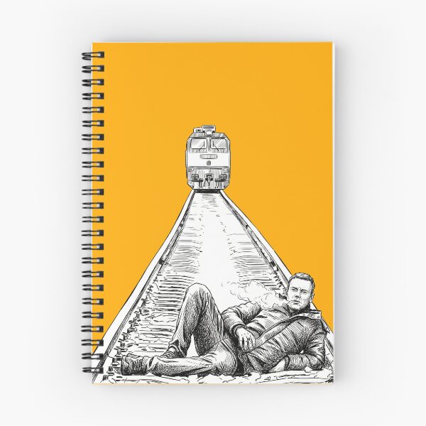 Item preview, Man Smoking on Train Tracks with Oncoming Train designed and sold by Naux | Design & Illustration.
