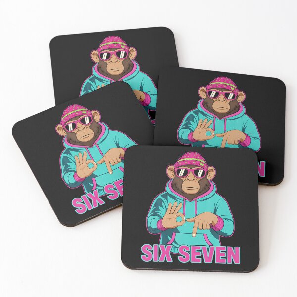 Item preview, Six Seven Meme Cute Monkey 67 Funny Gen Z Apha Slang designed and sold by vaharisanic.