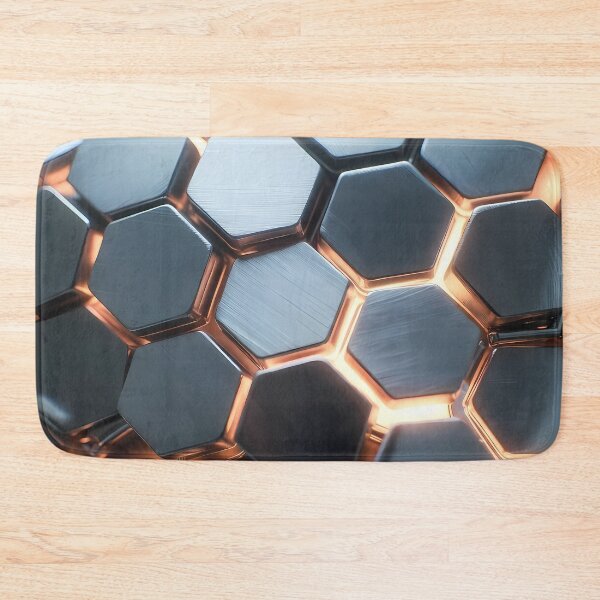 Item preview, Futuristic Silver Gray Hex Grid Blocks, Yellow Back Light – Clean Tech Texture (image size 7840x11680) designed and sold by Digital-Davinci.