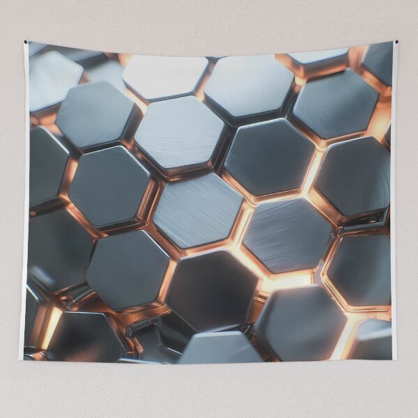 Item preview, Futuristic Silver Gray Hex Grid Blocks, Yellow Back Light – Clean Tech Texture (image size 7840x11680) designed and sold by Digital-Davinci.