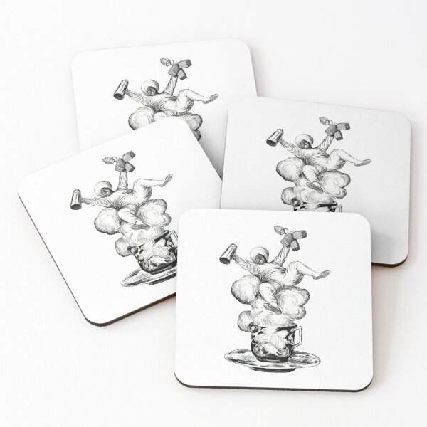 Item preview, Cheerful Man in Turban Playfully Floating Above Steaming Cup of Coffee designed and sold by Naux | Design & Illustration.