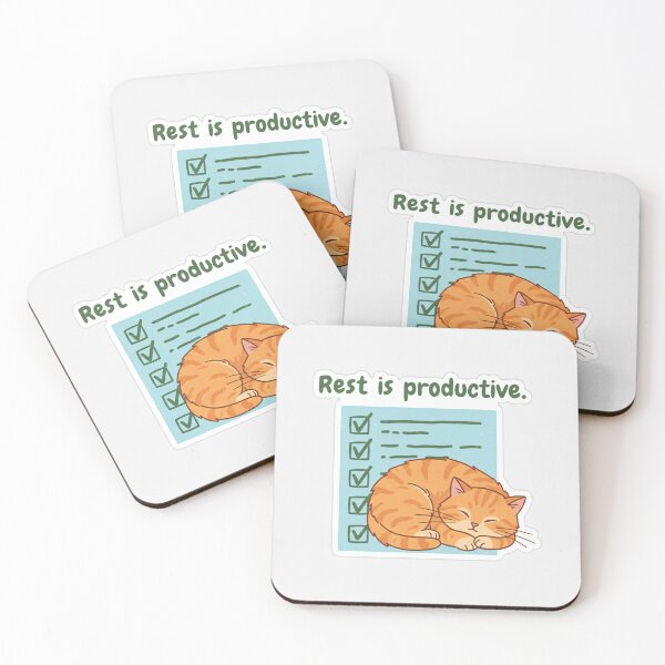 Item preview, Rest is Productive Sleeping Cat Art - Cute Motivational Quote Design for Stickers and Hats designed and sold by Zara’s shop.