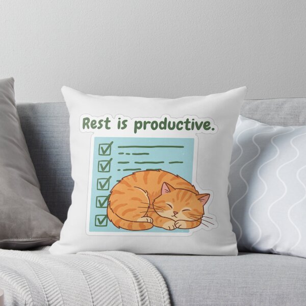 Item preview, Rest is Productive Sleeping Cat Art - Cute Motivational Quote Design for Stickers and Hats designed and sold by Zara’s shop.
