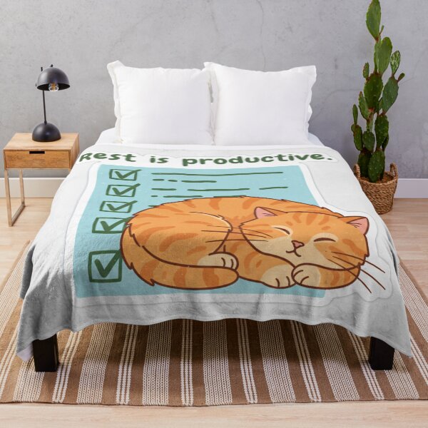 Item preview, Rest is Productive Sleeping Cat Art - Cute Motivational Quote Design for Stickers and Hats designed and sold by Zara’s shop.