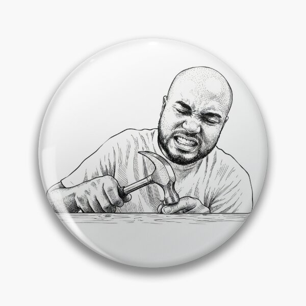 Item preview, Man Hitting Fingers with Hammer and Missing Nail designed and sold by Naux | Design & Illustration.