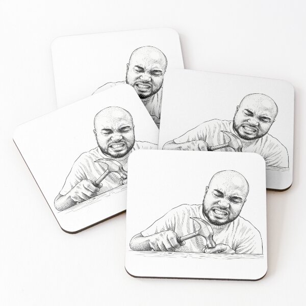 Item preview, Man Hitting Fingers with Hammer and Missing Nail designed and sold by Naux | Design & Illustration.